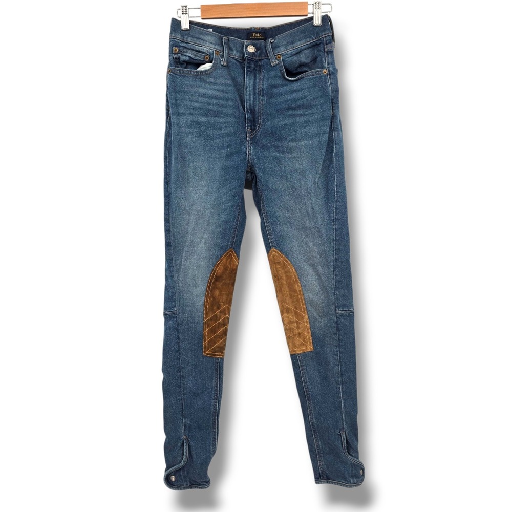 Polo by Ralph Lauren Blue Denim Jeans with Brown Knee Patches